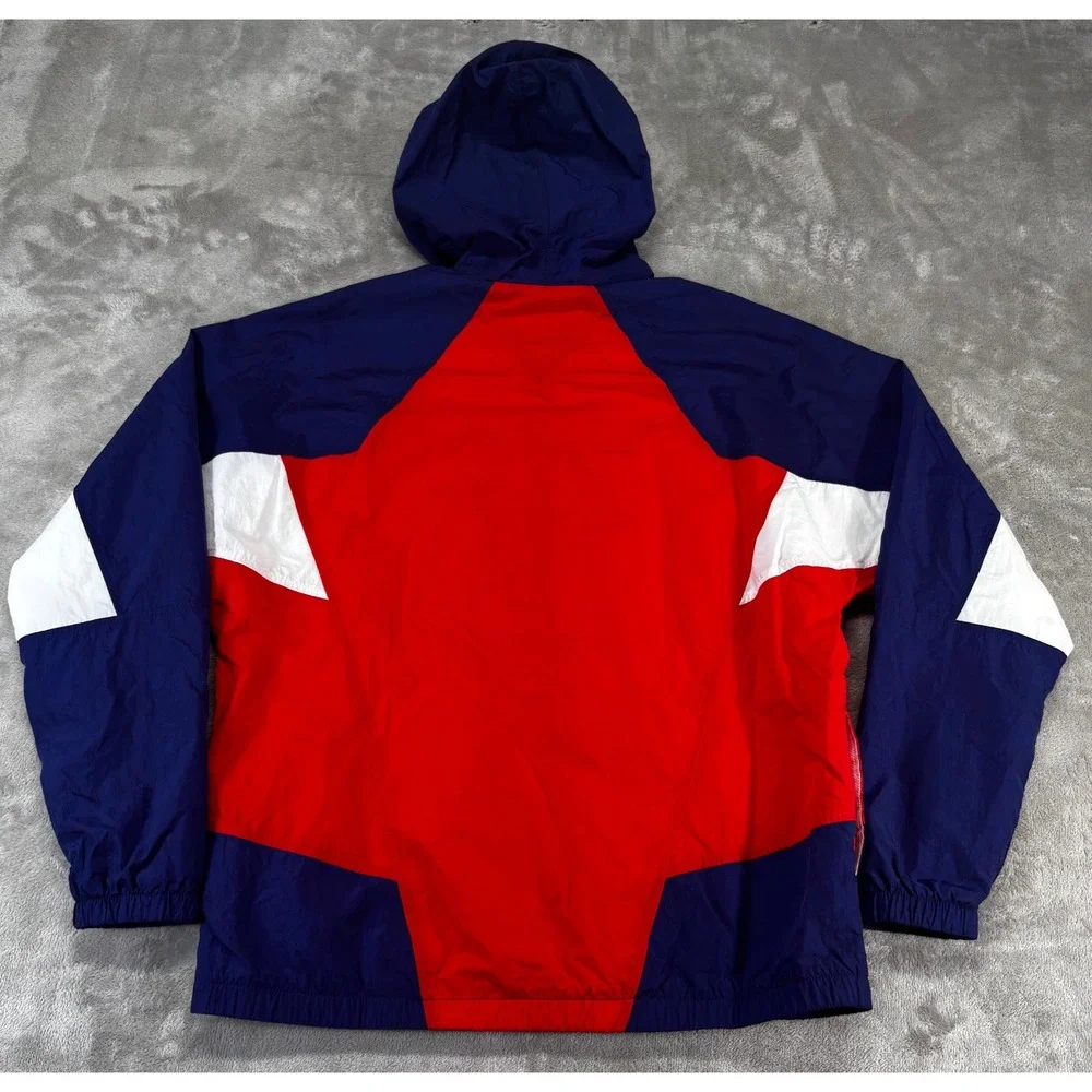 Y2K Nike Windbreaker Jacket Mens S Blue Red White Colorblock Hooded‎ Spell Retro